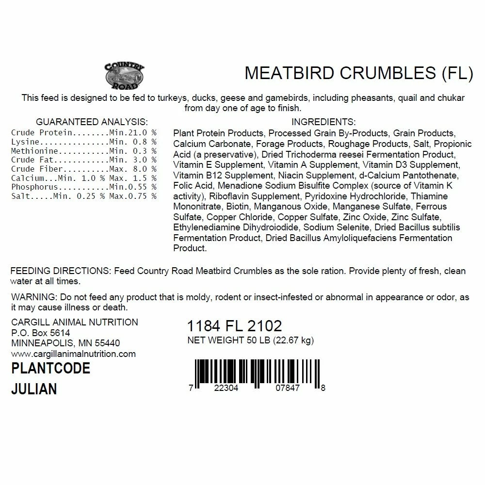 Country Road Meatbird Crumbles Feed, 50 lb. Bag - Chicken Feed 4 Country Road Meatbird Crumbles Feed, 50 lb. Bag - Chicken Feed - Image 2