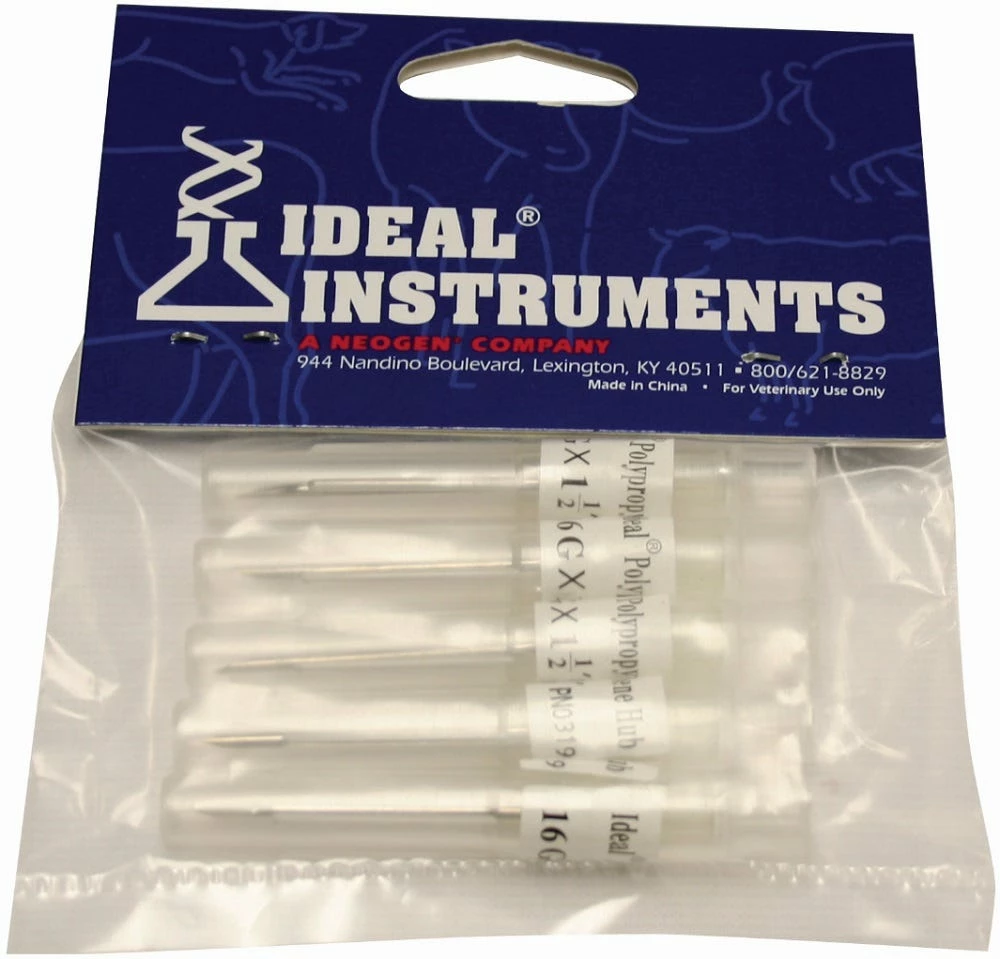Ideal Instruments 16 gauge X 1.5" Polypropylene Hub Needle - 5 Pack 9331 - Livestock Health 4 Ideal Instruments 16 gauge X 1.5" Polypropylene Hub Needle - 5 Pack 9331 - Livestock Health - Image 2