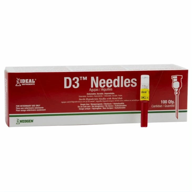 Neogen D3 Detectable Needle Aluminum Hub 20 Gauge X 1/2 Inch Needle 9412AL - Accessories 3 Neogen D3 Detectable Needle Aluminum Hub 20 Gauge X 1/2 Inch Needle 9412AL - Accessories