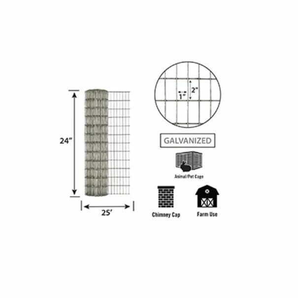 IronRidge 24" x 25' Welded Wire Fence with 1" x 2 Openings - 432425 - Fence and Wire 4 IronRidge 24" x 25' Welded Wire Fence with 1" x 2 Openings - 432425 - Fence and Wire - Image 2