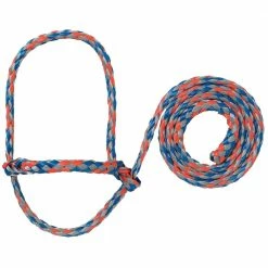Weaver Leather Livestock Poly Rope Sheep Halter - Blue/Orange/Gray - 35-7840-S19 - Sheep Halters & Accessories
