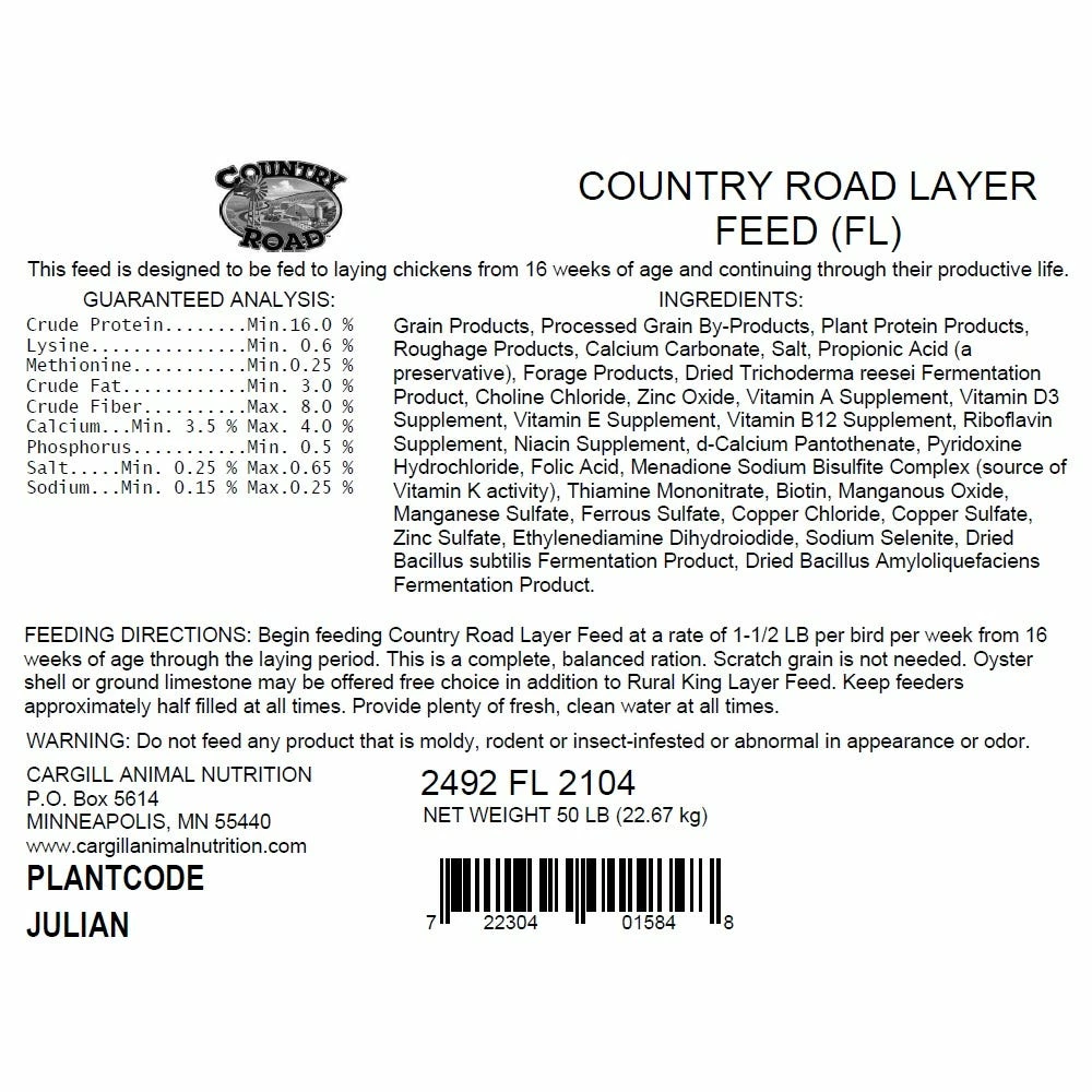 Country Road Layer Crumbles Feed, 50 lb. Bag - Chicken Feed 4 Country Road Layer Crumbles Feed, 50 lb. Bag - Chicken Feed - Image 2