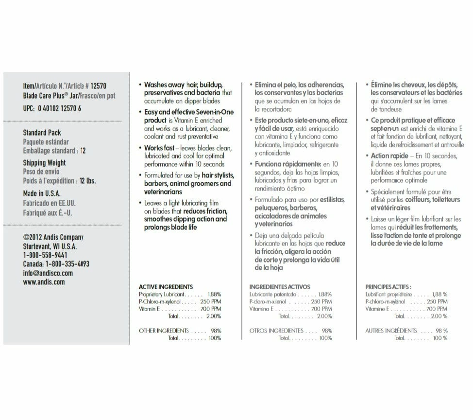 Andis Blade Care 16.5Oz Jar 12570 - Clippers & Shears 5 Andis Blade Care 16.5Oz Jar 12570 - Clippers & Shears - Image 3