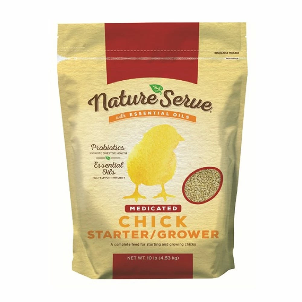 NatureServe Medicated Chick Starter/Grower with Essential Oils, 10 lb. Bag - Chicken Feed 3 NatureServe Medicated Chick Starter/Grower with Essential Oils, 10 lb. Bag - Chicken Feed