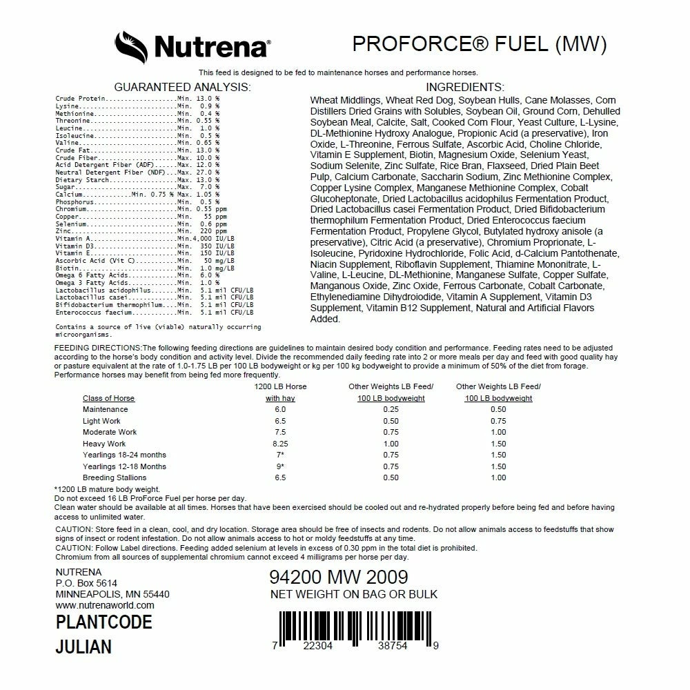 Nutrena ProForce™ Fuel Horse Feed, 50 lb. Bag 4 Nutrena ProForce™ Fuel Horse Feed, 50 lb. Bag - Image 2