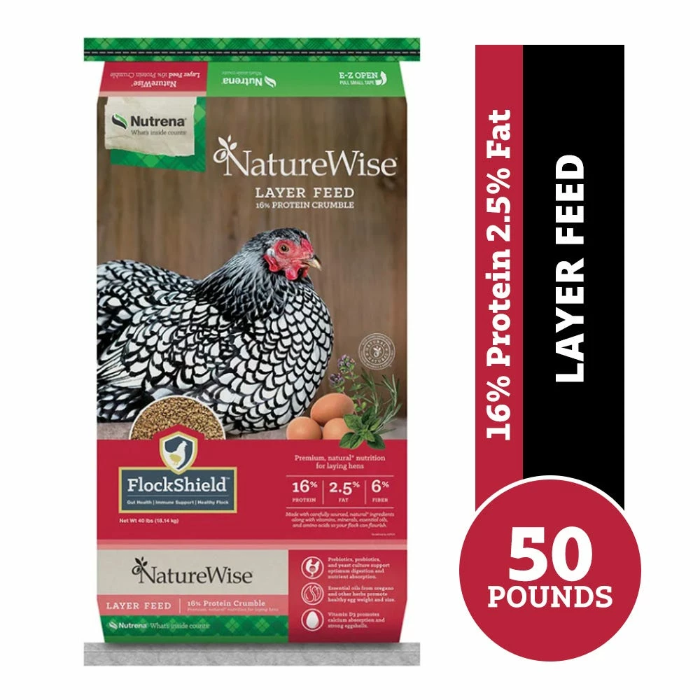 Nutrena NatureWise® Layer 16% Crumble Poultry Feed, 50 lb. Bag - Chicken Feed 4 Nutrena NatureWise® Layer 16% Crumble Poultry Feed, 50 lb. Bag - Chicken Feed - Image 2