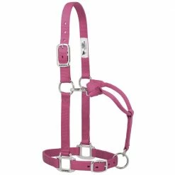 Weaver Leather Original Adjustable Nylon Halter with Chrome Plated Hardware - Medium - Blush - 35-7375-BH - Nylon Halters