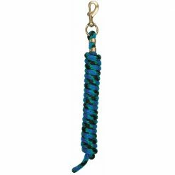 Weaver Leather Poly Lead Rope with a Solid Brass 225 Snap - Black/Green/Blue - 35-2100-Q8 - Leads, Lunge Lines & Whips