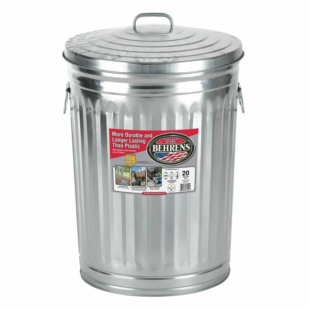 Behrens Galvanized Steel Garbage Can with Lid, 20 Gallon - 1211 - Trash Barrels 3 Behrens Galvanized Steel Garbage Can with Lid, 20 Gallon - 1211 - Trash Barrels