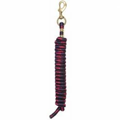 Weaver Leather Poly Lead Rope with a Solid Brass 225 Snap - Black/Purple/Raspberry - 35-2100-K10 - Leads, Lunge Lines & Whips
