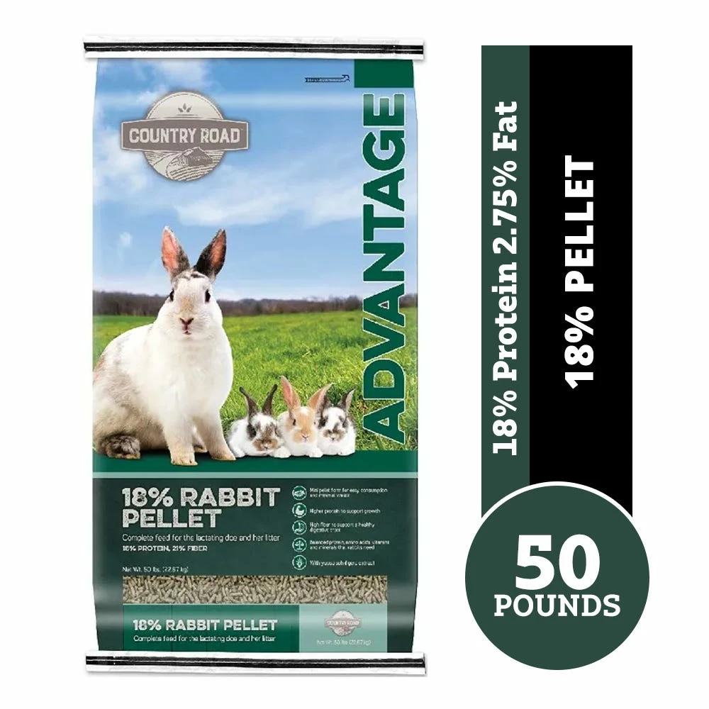 Country Road Advantage Rabbit 18% Pellet, 50 lb. Bag - Rabbit Feed 3 Country Road Advantage Rabbit 18% Pellet, 50 lb. Bag - Rabbit Feed