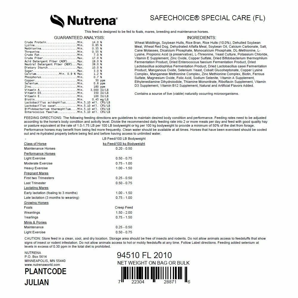 Nutrena SafeChoice® Special Care Horse Feed, 50 lb. Bag 3 Nutrena SafeChoice® Special Care Horse Feed, 50 lb. Bag