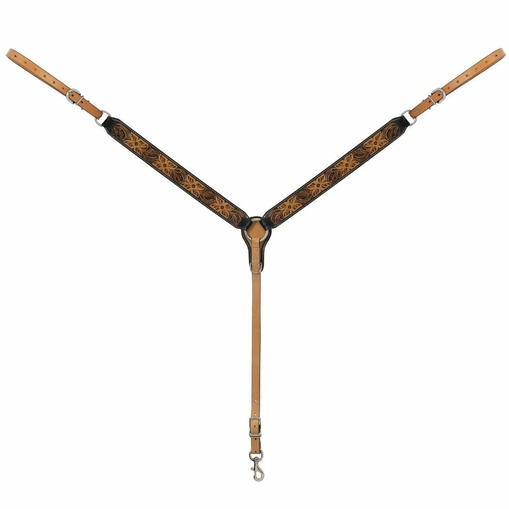 Turquoise Cross Turquoise Cross Floral Tooled Straight Breast Collar - 45-0300 - Turquoise Cross Tack 4 Turquoise Cross Turquoise Cross Floral Tooled Straight Breast Collar - 45-0300 - Turquoise Cross Tack - Image 2