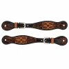 Turquoise Cross Turquoise Cross Floral Tooled Ladies' Spur Straps - 45-0401 - Turquoise Cross Tack