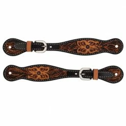 Turquoise Cross Turquoise Cross Floral Tooled Ladies' Spur Straps - 45-0401 - Turquoise Cross Tack