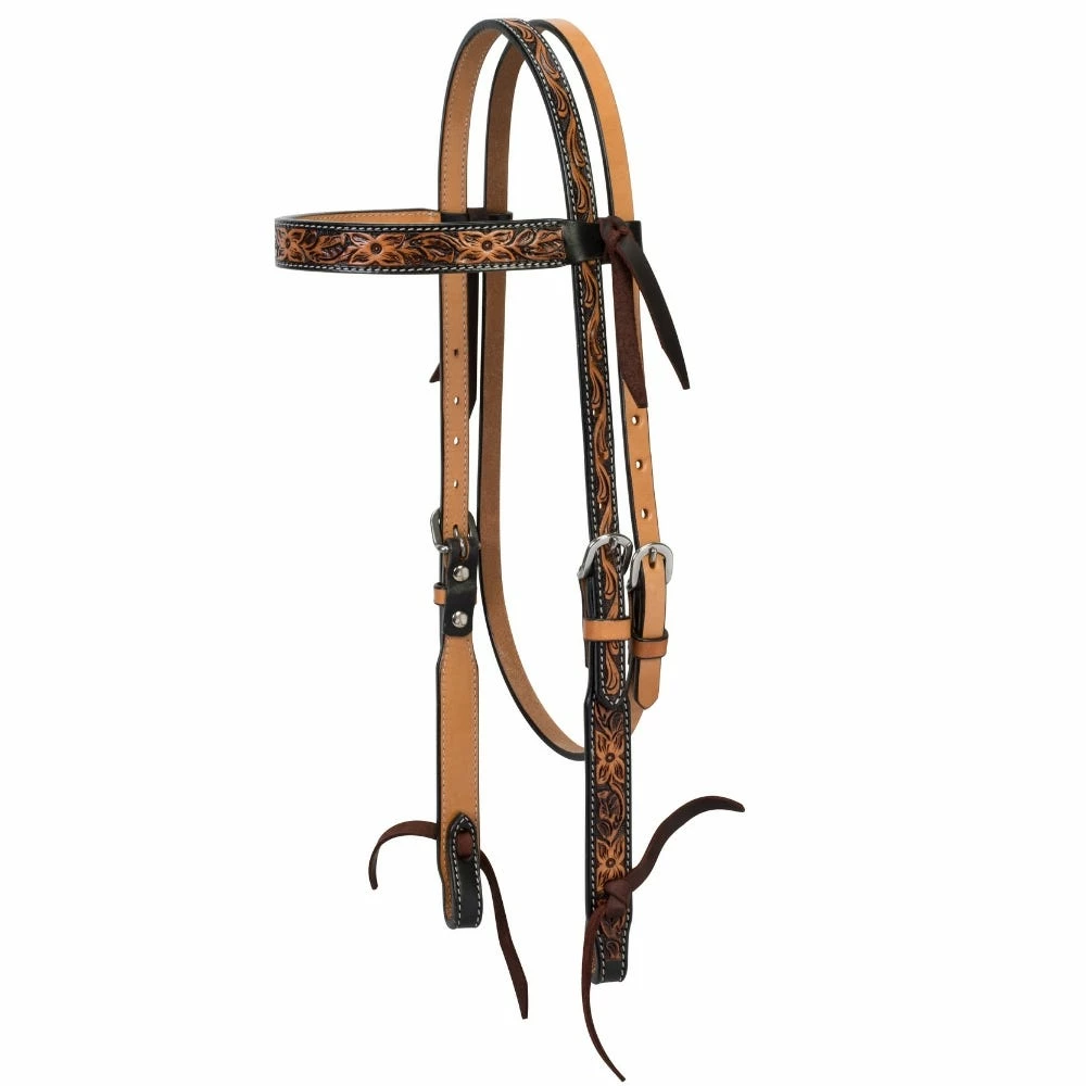 Turquoise Cross Turquoise Cross Floral Tooled Browband Headstall - 45-0100 - Headstalls & Bridles 3 Turquoise Cross Turquoise Cross Floral Tooled Browband Headstall - 45-0100 - Headstalls & Bridles