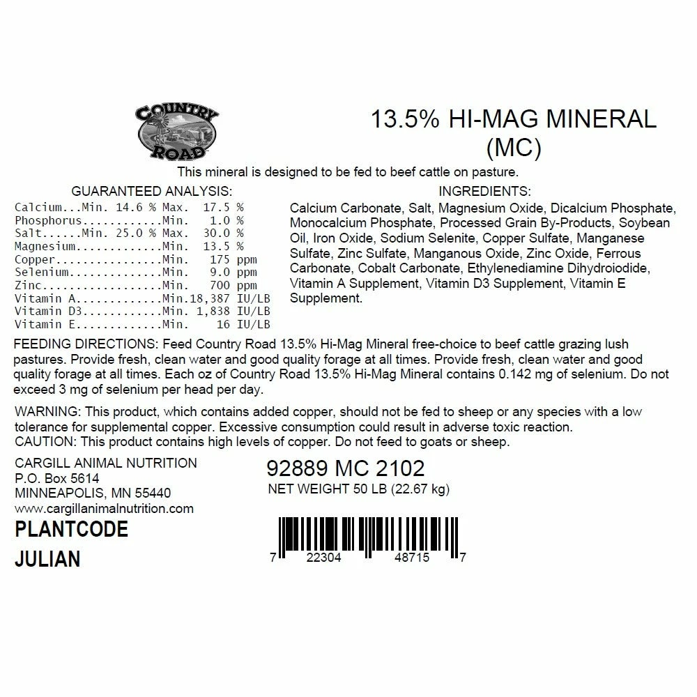 Country Road 13.5% Hi Mag Mineral, 50 lb. Bag 4 Country Road 13.5% Hi Mag Mineral, 50 lb. Bag - Image 2