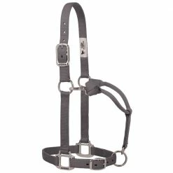 Weaver Leather Original Adjustable Nylon Halter with Chrome Plated Hardware - Medium - Graphite - 35-7375-GH - Nylon Halters