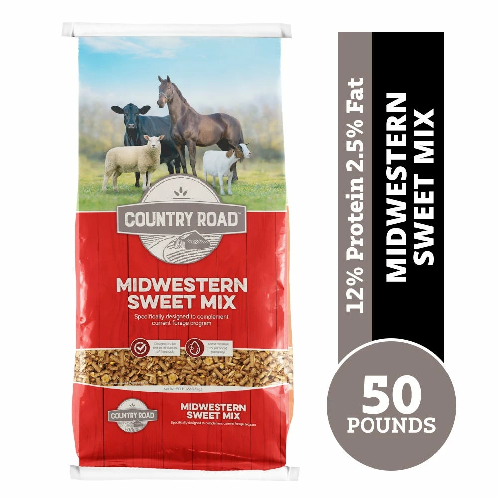 Country Road Midwestern Sweet Mix Feed, 50 lb. Bag - Horse Feed 2 Country Road Midwestern Sweet Mix Feed, 50 lb. Bag - Horse Feed