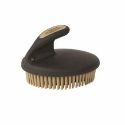Weaver Leather Palm-Held Fine Curry with Small Rubber Bristles Black/Beige 65-2061-BK - Horse Equipment