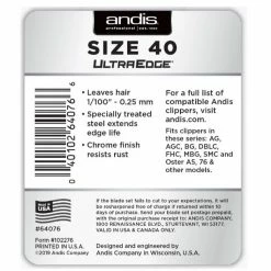 Andis Size 40 Blade Ultraedge 64076 - Clippers & Shears 7 Andis Size 40 Blade Ultraedge 64076 - Clippers & Shears -Livestock Online Store ac7754de8fa09dda6d0928345d2f2821173d70b3 13810125 3