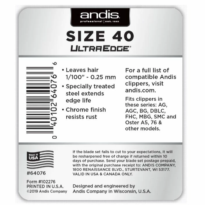 Andis Size 40 Blade Ultraedge 64076 - Clippers & Shears 5 Andis Size 40 Blade Ultraedge 64076 - Clippers & Shears - Image 3