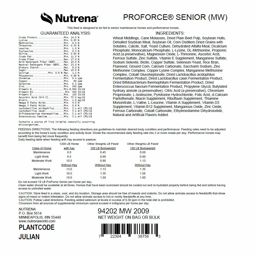 Nutrena ProForce™ Senior Horse Feed, 50 lb. Bag 3 Nutrena ProForce™ Senior Horse Feed, 50 lb. Bag