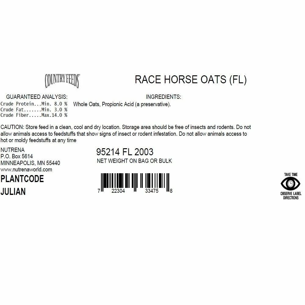 Nutrena Country Feeds® Premium Race Horse Oats, 50 lb. Bag - Horse Feed 3 Nutrena Country Feeds® Premium Race Horse Oats, 50 lb. Bag - Horse Feed