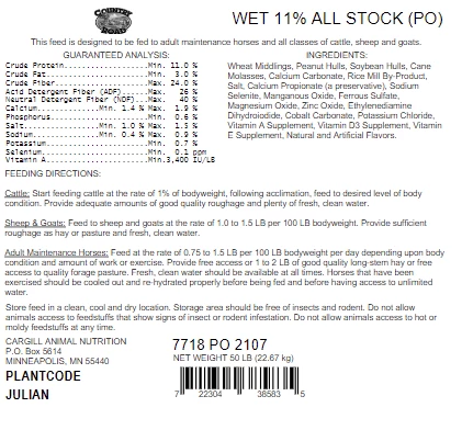 Country Road Wet All Stock 11% Protein Feed, 50 lb. Bag - Horse Feed 4 Country Road Wet All Stock 11% Protein Feed, 50 lb. Bag - Horse Feed - Image 2