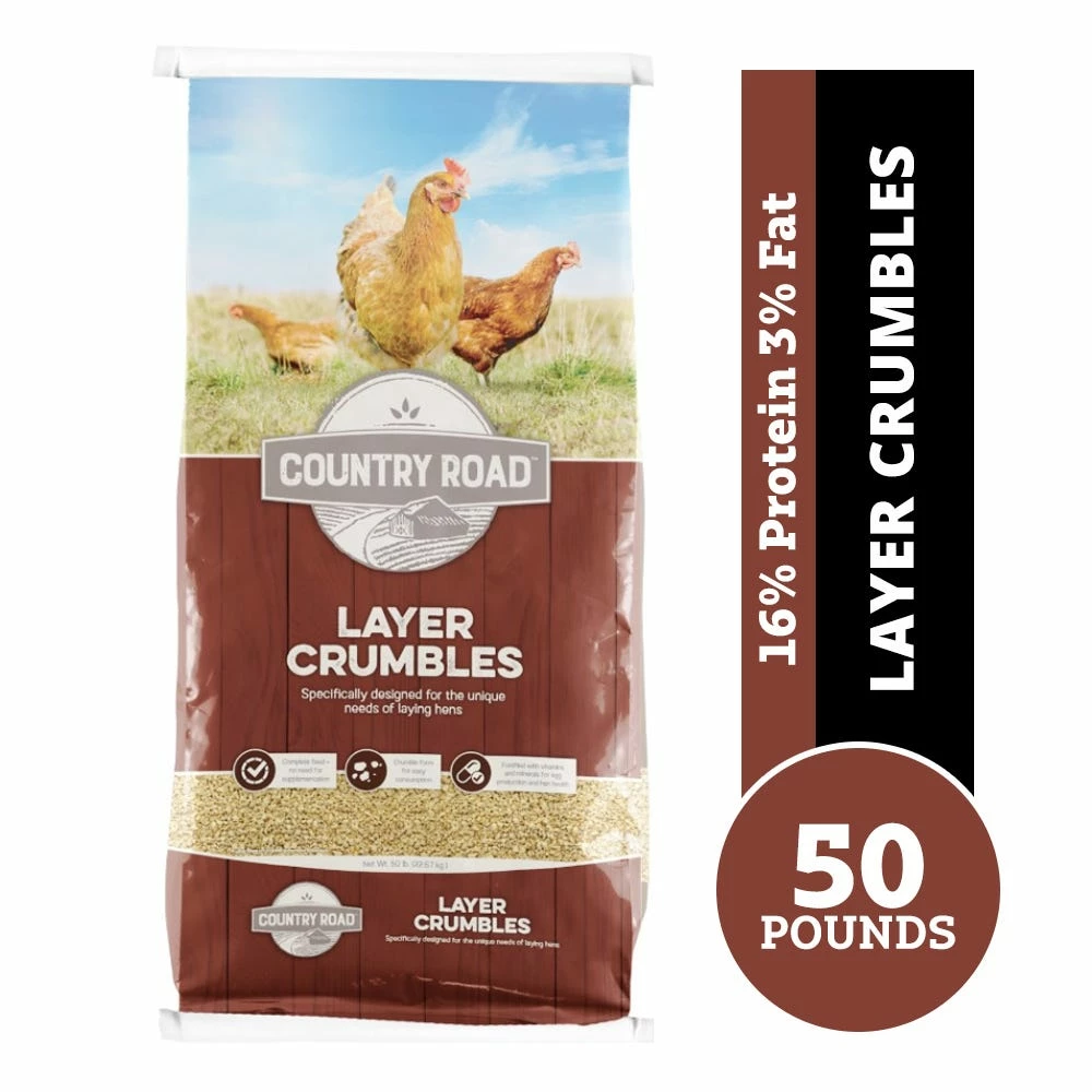 Country Road Layer Crumbles Feed, 50 lb. Bag - Chicken Feed 3 Country Road Layer Crumbles Feed, 50 lb. Bag - Chicken Feed