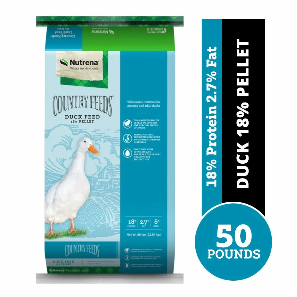 Nutrena Country Feeds® Duck Feed 18% Pellet Feed, 50 lb. Bag - Wildlife Feed 4 Nutrena Country Feeds® Duck Feed 18% Pellet Feed, 50 lb. Bag - Wildlife Feed - Image 2