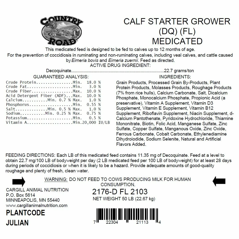 Country Road Medicated Calf Starter Grower, 50 lb. Bag - Cattle Feed 4 Country Road Medicated Calf Starter Grower, 50 lb. Bag - Cattle Feed - Image 2