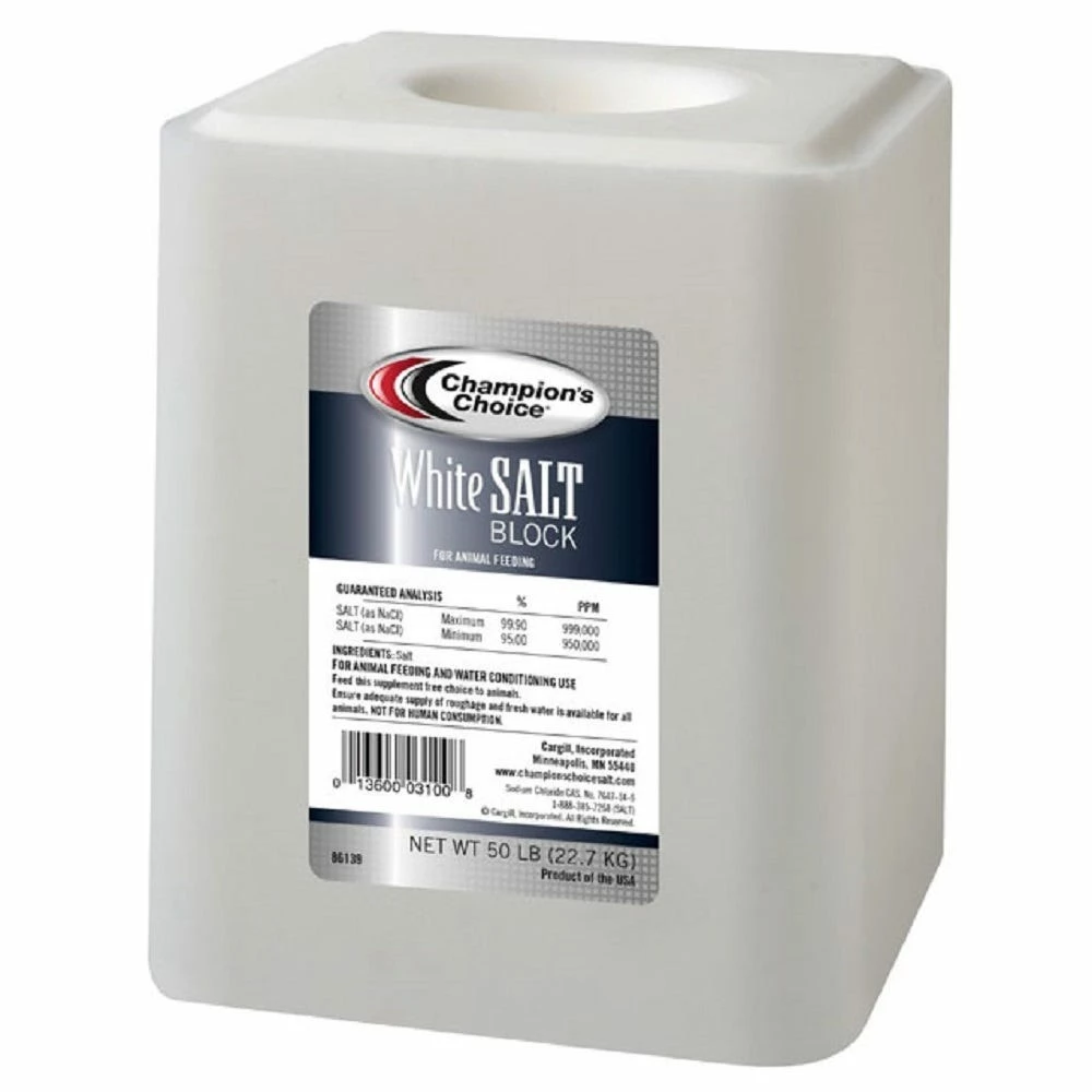 Various Brands Champion's Choice White Salt Block, 50 lb. Block - 100012578 - Mineral 3 Various Brands Champion's Choice White Salt Block, 50 lb. Block - 100012578 - Mineral